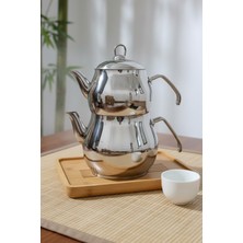 Jumbo Boy Paslanmaz Çelik Aile Çaydanlık Takımı, Parlak Yüzey, Isıya Dayanıklı