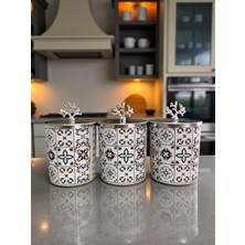 Şık 3'lü Metal Silindir Baharatlık Seti, 750 Ml, Mercan Gümüş Tarz