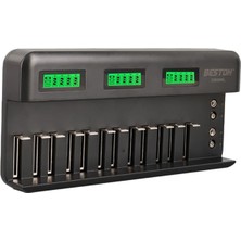 Derin Stok Beston C9036WL AA/AAA/9V/C BOY/DBOY/NI-MH/NI-CD/9V/LITYUM Pil LCD Ekranlı Hızlı Şarj Cihazı