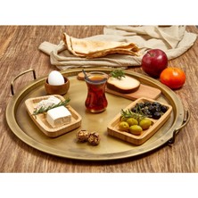 Vintage Gold Tepsi, 39 Cm, Galvaniz Özel Seri Kahvaltı Tepsisi