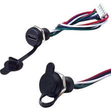 Derin Stok Intercom IC-266T-2 Pano Tip Type-C Şase Dişi 5pin Soketli Şarj ve Data Bağlantı Modülü Su Geçirmez