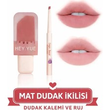 Gege Bear Mat Dudak 2 Ikilisi Ruj + Dudak Kalemi | Uzun Süre Kalıcı Doğal Ton