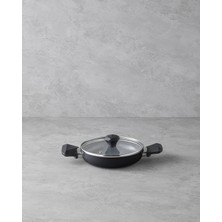 20 cm Siyah Kapaklı Çelik Sahan, Dayanıklı ve Şık Tasarım