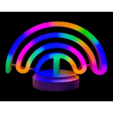 Derin Stok Neon Işıklı Gökkuşağı Masa Gece Lambası