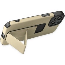 Derin Stok Iphone 14 Kılıf Mega Standlı Silikon - Gold