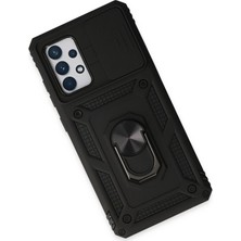 Derin Stok Galaxy A72 Kılıf Pars Lens Yüzüklü Silikon - Siyah