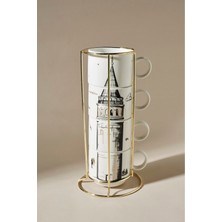 Şık 4'lü Standlı Mug Kupa Seti, Modern ve Kullanışlı Tasarım