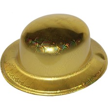 Derin Stok Altın Renk Hologramlı Plastik Yuvarlak Melon 27X24 cm