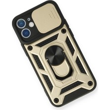 Derin Stok Iphone 12 Kılıf Pars Lens Yüzüklü Silikon - Gold
