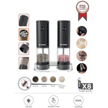 Elektrikli Otomatik Baharat Öğütücü, Pilli ve Işıklı, Siyah, Pratik Kullanım