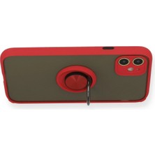 Derin Stok Iphone 11 Kılıf Montreal Yüzüklü Silikon Kapak - Kırmızı