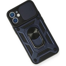 Derin Stok Iphone 12 Mini Kılıf Pars Lens Yüzüklü Silikon - Lacivert