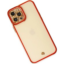 Derin Stok Iphone 12 Kılıf Liva Lens Silikon - Kırmızı