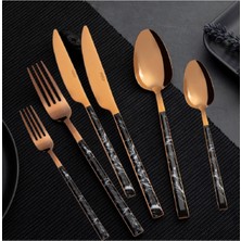 Modern 36 Parça Bronz Çatal Kaşık Bıçak Takımı, 6 Kişilik Set
