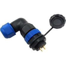 Derin Stok SD20 Su Geçirmez 2 Pin 20 mm Yuvarlak Konnektör 90° Dirsek