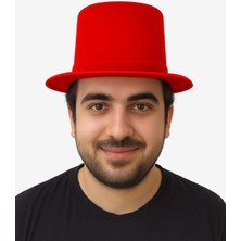 Derin Stok Kırmızı Renk Plastik Nubuk Kadife Flok Kaplama Fötr Şapka 11 cm