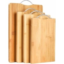 Hype Store Metal Saplı Bambu Kesme Tahtası, Ahşap Kesim Panosu, Et, Balık, Sebze ve Ekmek Için Çok Yönlü Kesim