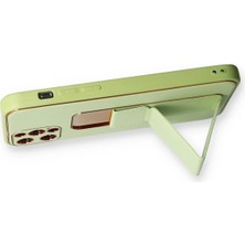 Derin Stok Iphone 12 Kılıf Coco Deri Standlı Kapak - Su Yeşili