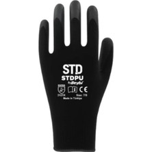 Std Standart Işçi Eldiveni, Pu Touch, Siyah, Pu Kaplı Polyester, Ce En 388/420, 3121X, No:9