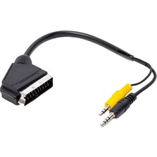 Derin Stok Uydu Alıcısı Kablo 3.5 mm Stereo Erkek-Scart Kablo 35 cm Uzun-Kısa Jack Bir Arada