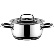 Derin Tencere 16 Cm, Metal Kulp ve Cam Kapak ile Şık ve Fonksiyonel