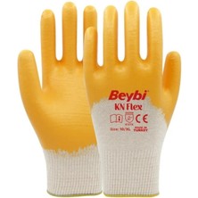 Beybi Standart Işçi Eldiveni, Kn Flex, Sarı, Nitril, Pamuk Astarlı, Ce En 388/420, 4121X, No:10