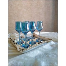 Mavi 6'lı Cam Su ve Kahve Yanı Bardak Takımı Seti