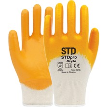 Std Standart Işçi Eldiveni, Pro Pamuklu, Sarı, Nitril, Ce En 388/420, 4121X, No:10