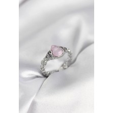 Eco Lounge Gümüş Renk Pembe Damla Model Kadın Yüzük