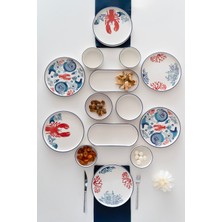 14 Parça 6 Kişilik Renkli Mercanlı Kahvaltı Takımı Seti