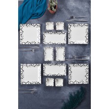 12 Parça 4 Kişilik Mermer Tasarımlı Kahvaltı Takımı Seti