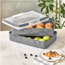 Iki Katlı Antrasit Pasta ve Börek Taşıma Kutusu Piknik Çantası