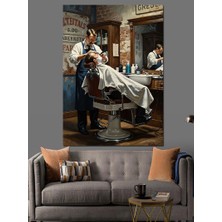 Karizma Tablo Geleneksel Berber Koltuğu ve Usta Dekoratif Kanvas - Mdf Ahşap Tablo