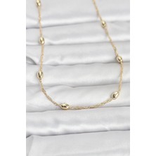 Eco Lounge cm 14K Gold Renk Topçuklu Burgu Zincir Model 60 cm Kadın Kolye