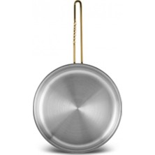 14 cm Indüksiyon Çelik Tava, Gold Kaplama, Dayanıklı ve Şık Tasarım