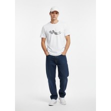 LTB Erkekler İçin Logo Baskılı Beyaz T-Shirt Kısa Kol Günlük Stil Pamuk Kumaş