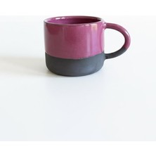 El Yapımı Stoneware Kupa 220 ml - Mat Siyah & Vişne