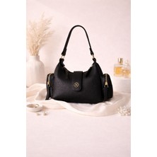 Egem Atelier Kadın Siyah Omuz Çantası-Günlük Kullanım ,yan Fermuarlı Cep,şık ve Modern