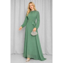 Hiramir Kadın Kolları Işlemeli Astarlı Abiye Elbise YZ2501