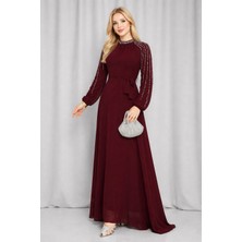 Hiramir Kadın Kolları Işlemeli Astarlı Abiye Elbise YZ2501