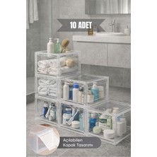 Şeffaf 10'lu Çok Amaçlı Saklama Kutusu, Dolap ve Banyo Düzenleyici