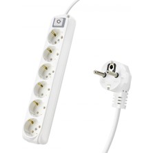 MiraLive Anahtarlı Topraklı Uzatma Kablosu 6x Priz 3 M - Beyaz 9260203