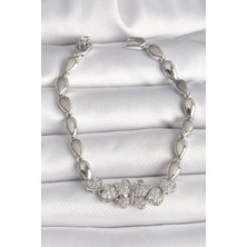 Sb Shopping Pirinç Gümüş Renk Zirkon Taşlı Figür Damla Zincir Model Kadın Bileklik