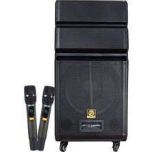 Derin Stok Shile SL-1612B Iki El Mikrofonlu-Kumandalı Usb/sd/bt/fm Taşınabilir Hoparlör