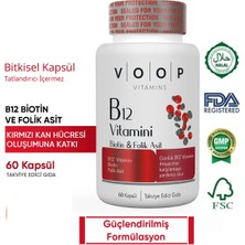 Voop B12 Vitamini - Biotin&Folik Asit Cilt, Saç, Tırnak ve Beyin Sağlığı Destekleyici 60 Bitkisel Kapsül