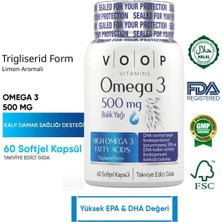 Voop Omega 3 Balık Yağı 500 Mg 60 Kapsül Yüksek EPA & DHA İçerikli Yetişkinler İçin