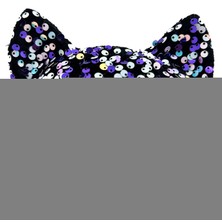 Derin Stok Siyah Kadife Mor Beyaz Pullu Parti Maskesi