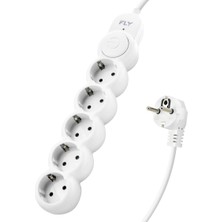 MiraLive Termal Akım Korumalı Uzatma Kablosu 5 Priz Anahtarlı 2 M - Beyaz 3394-01