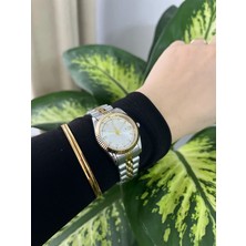 Spolo Kadın Çelik Gümüş Gri-Gold Kol Saati