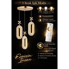 Marsel Lighting SERRA 3LÜ GOLD 3 Renk LED ISIKLI SALON MUTFAK  OTURMA ODASI ANTRE  AVİZE